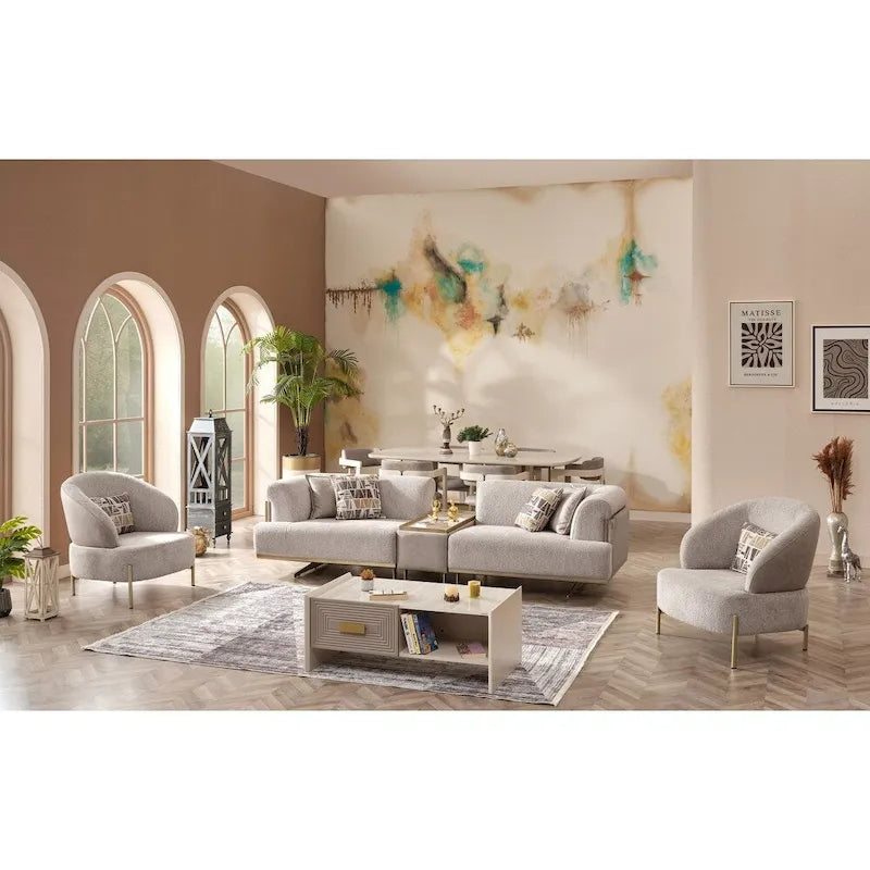 Ensemble de salon Uruguay à 3 pièces comprenant 1 canapé modulaire et 2 fauteuils