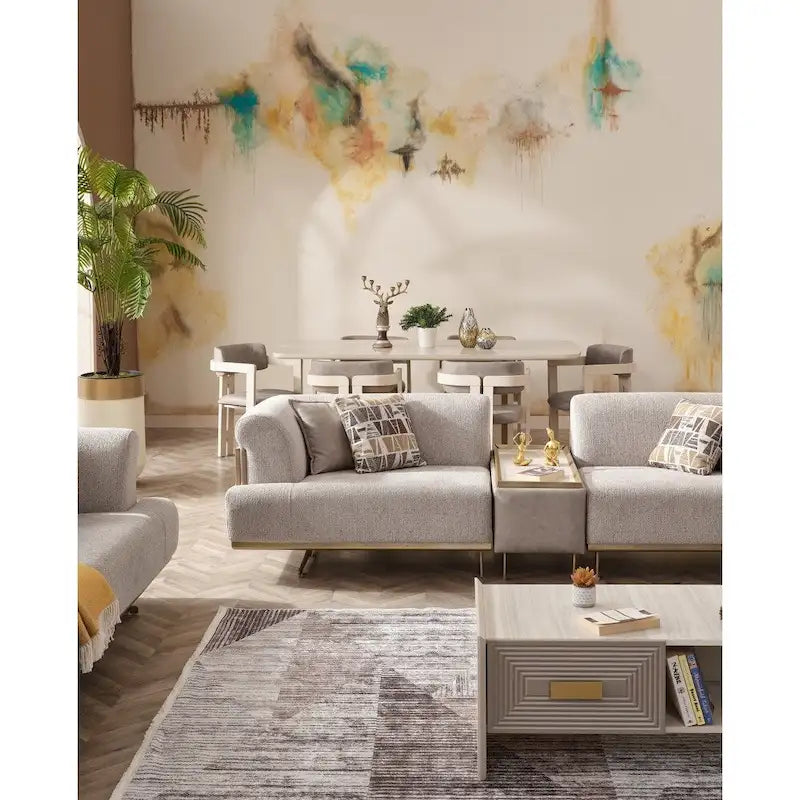 Ensemble de salon Uruguay à 3 pièces comprenant 1 canapé modulaire et 2 fauteuils