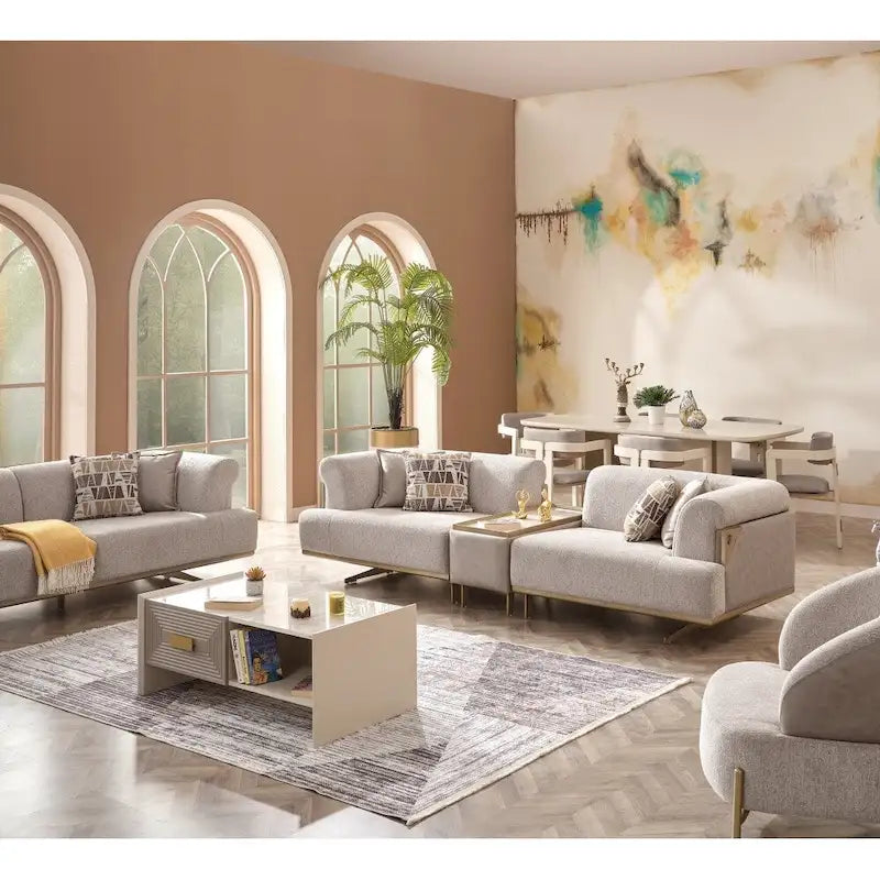 Ensemble de salon Uruguay à 3 pièces comprenant 1 canapé modulaire et 2 fauteuils