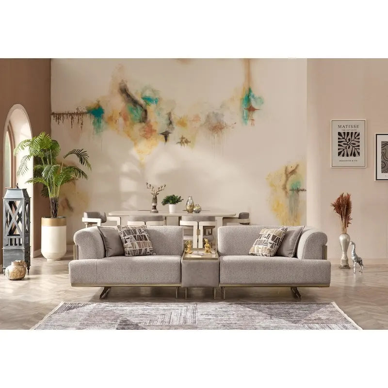Ensemble de salon Uruguay à 3 pièces comprenant 1 canapé modulaire et 2 fauteuils