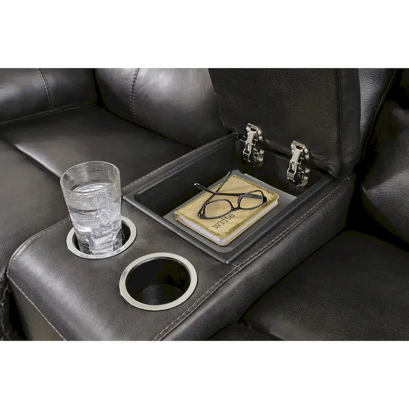 Causeuse inclinable électrique Mountainous noire de Signature Design by Ashley - 82W x 42D x 42H