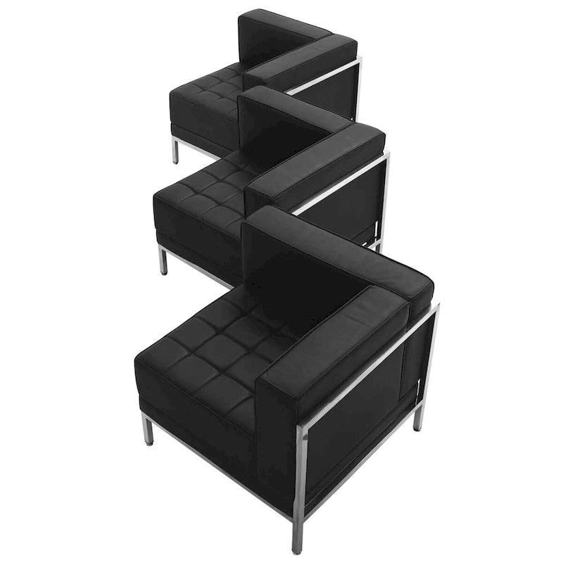 3-teiliges modulares Eckstuhl-Set aus LeatherSoft mit straffer Rückenlehne und Sitzfläche