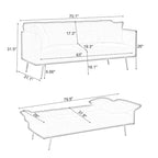 Sofá cama futón de 70.1, sofá cama doble convertible con reposabrazos plegables para salas de estar y espacios pequeños