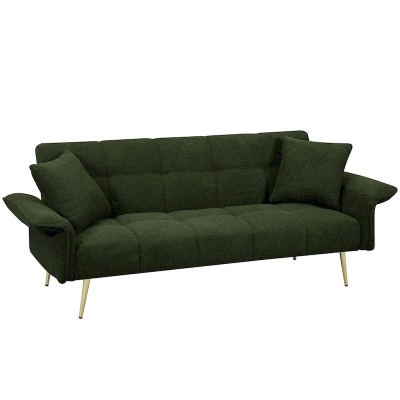 Sofá cama futón de 70.1, sofá cama doble convertible con reposabrazos plegables para salas de estar y espacios pequeños
