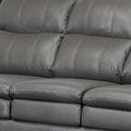 Set di divano e poltrona in pelle pieno fiore premium grigia Marcus