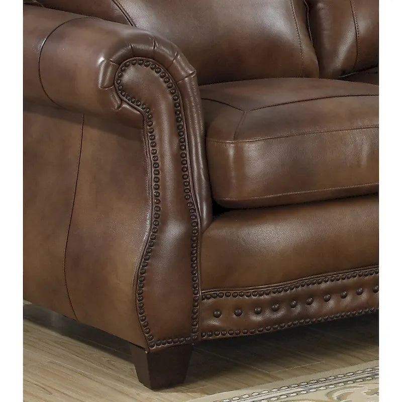 Sterling Garnitur aus cognacbraunem italienischem Leder mit Sofa, Loveseat und Sessel