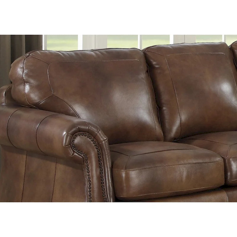 Sterling Garnitur aus cognacbraunem italienischem Leder mit Sofa, Loveseat und Sessel