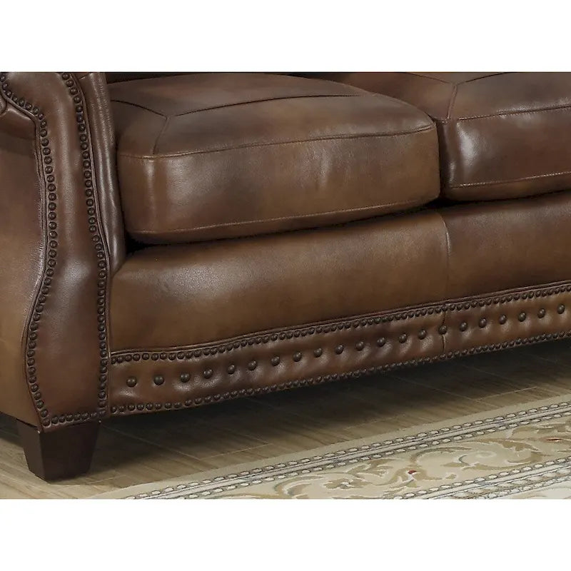 Sterling Garnitur aus cognacbraunem italienischem Leder mit Sofa, Loveseat und Sessel