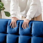 55,1-Zoll-3-in-1-umwandelbares modernes Doppelschlafsofa aus Samt mit verstellbarer Rückenlehne, Aufbewahrungstasche und Kissen