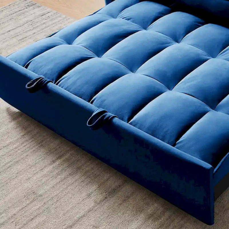 55,1-Zoll-3-in-1-umwandelbares modernes Doppelschlafsofa aus Samt mit verstellbarer Rückenlehne, Aufbewahrungstasche und Kissen