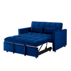55,1-Zoll-3-in-1-umwandelbares modernes Doppelschlafsofa aus Samt mit verstellbarer Rückenlehne, Aufbewahrungstasche und Kissen