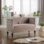 Nowoczesna aksamitna pikowana sofa dwuosobowa z ozdobnymi ćwiekami i schowkiem