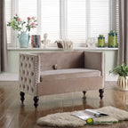 Nowoczesna aksamitna pikowana sofa dwuosobowa z ozdobnymi ćwiekami i schowkiem