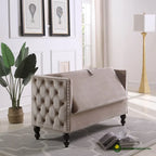Nowoczesna aksamitna pikowana sofa dwuosobowa z ozdobnymi ćwiekami i schowkiem