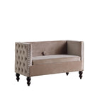 Nowoczesna aksamitna pikowana sofa dwuosobowa z ozdobnymi ćwiekami i schowkiem