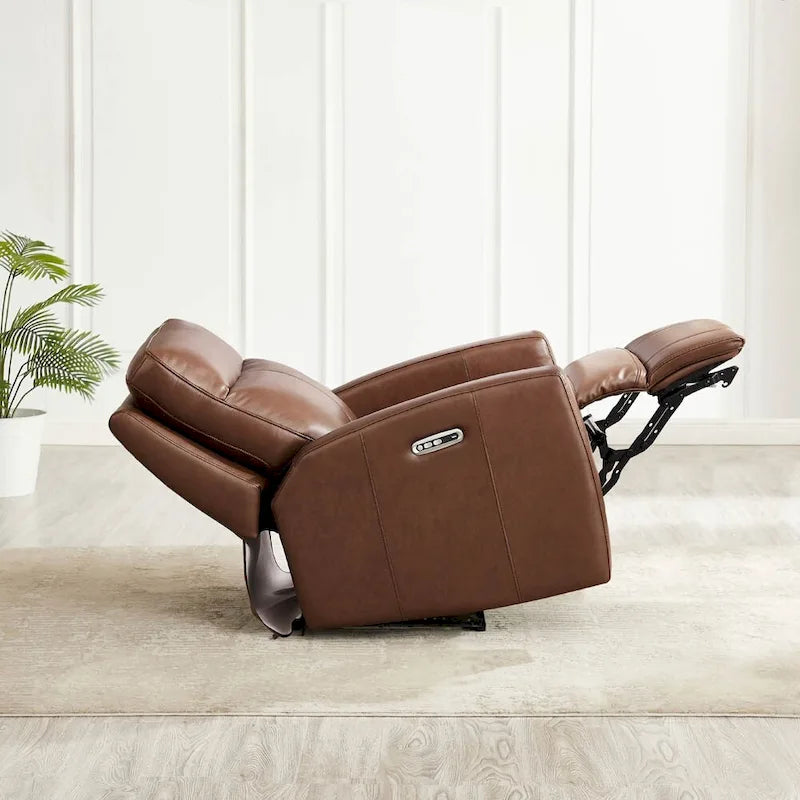 Hydeline Vienna relaxfauteuil voor twee met elektrische verstelling van gewichtloosheidsstand en hoofdsteun, topnerfleer, met console