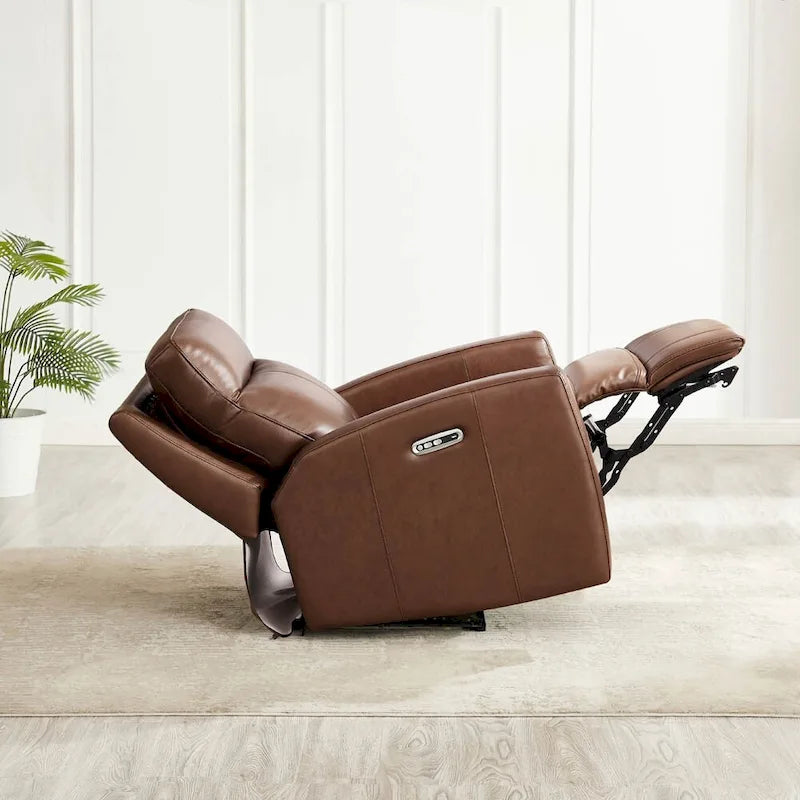 Hydeline Vienna relaxfauteuil voor twee met elektrische verstelling van gewichtloosheidsstand en hoofdsteun, topnerfleer, met console