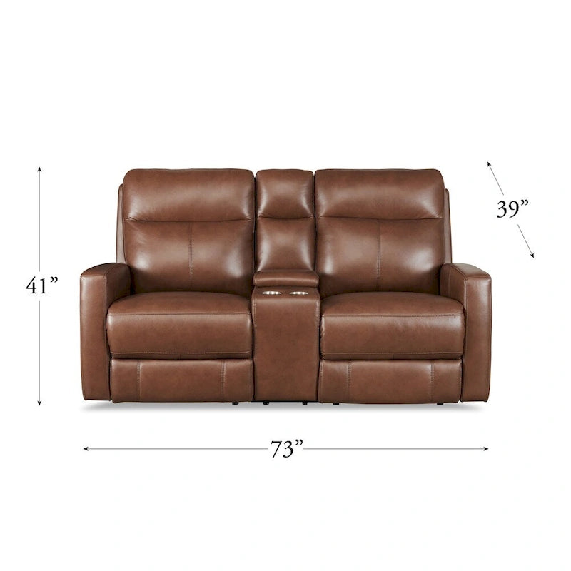 Hydeline Vienna relaxfauteuil voor twee met elektrische verstelling van gewichtloosheidsstand en hoofdsteun, topnerfleer, met console