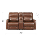 Hydeline Vienna relaxfauteuil voor twee met elektrische verstelling van gewichtloosheidsstand en hoofdsteun, topnerfleer, met console