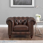 Hydeline Alton Bay Chesterfield-bank en -fauteuil van volnerfleer - bank, fauteuil