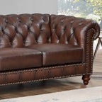 Hydeline Alton Bay Chesterfield-bank en -fauteuil van volnerfleer - bank, fauteuil