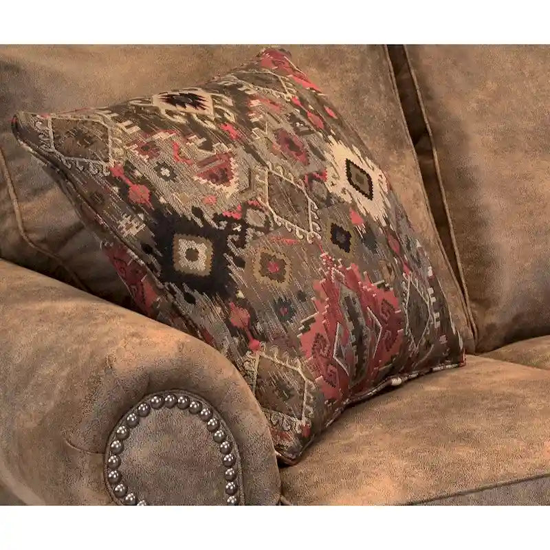 In de VS gemaakt Rancho rustiekbruine suède stoffen slaapbank- en loveseatset - 37 x 86 x 40