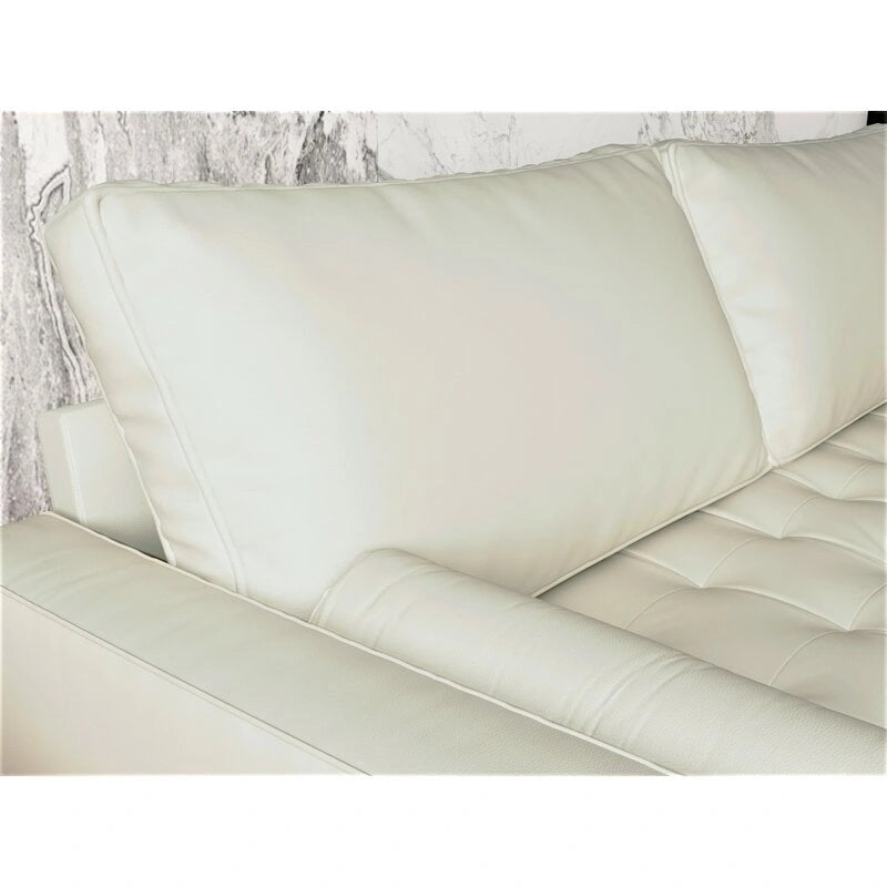 Divanetto in pelle con braccioli squadrati in stile Mid-Century, larghezza 59