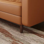 Divanetto in pelle con braccioli squadrati in stile Mid-Century, larghezza 59