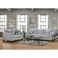 Dwuczęściowy zestaw mebli do salonu Duleek marki Roundhill Furniture: kanapa i dwuosobowa sofa, srebrny wzór jodełki