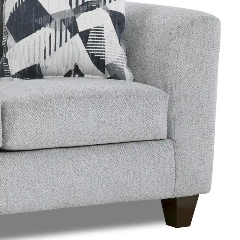 Dwuczęściowy zestaw mebli do salonu Duleek marki Roundhill Furniture: kanapa i dwuosobowa sofa, srebrny wzór jodełki