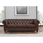 Zestaw mebli Chesterfield Hydeline Alton Bay z wysokogatunkowej skóry licowej: sofa, kanapa dwuosobowa i fotel – sofa, kanapa dwuosobowa, fotel