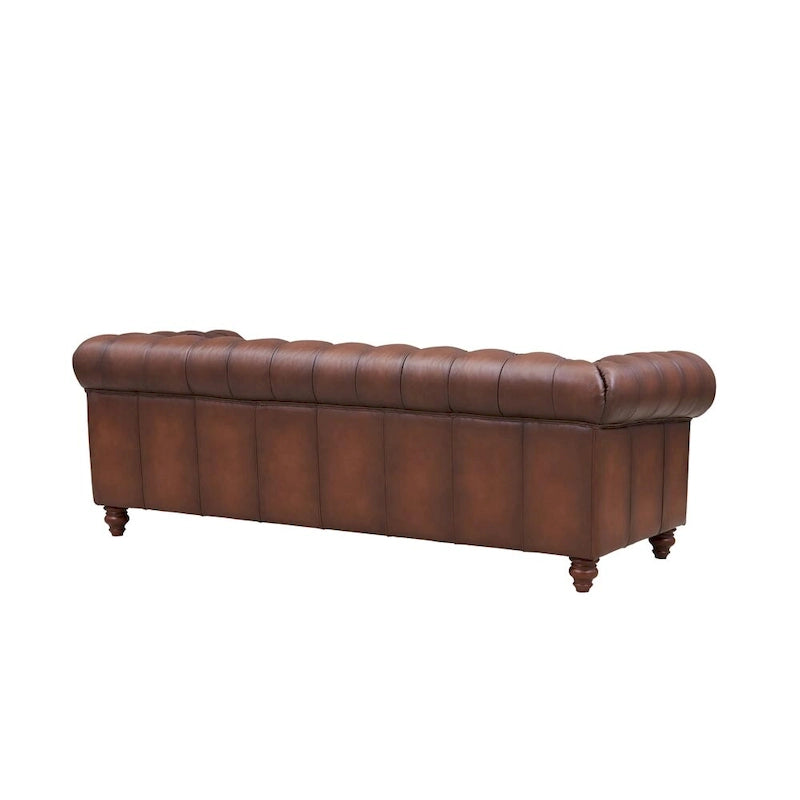 Zestaw mebli Chesterfield Hydeline Alton Bay z wysokogatunkowej skóry licowej: sofa, kanapa dwuosobowa i fotel – sofa, kanapa dwuosobowa, fotel