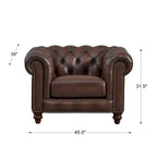 Zestaw mebli Chesterfield Hydeline Alton Bay z wysokogatunkowej skóry licowej: sofa, kanapa dwuosobowa i fotel – sofa, kanapa dwuosobowa, fotel