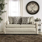 Breward traditioneel 2-delig bankstel met beige chenillebekleding en kussens van Furniture of America