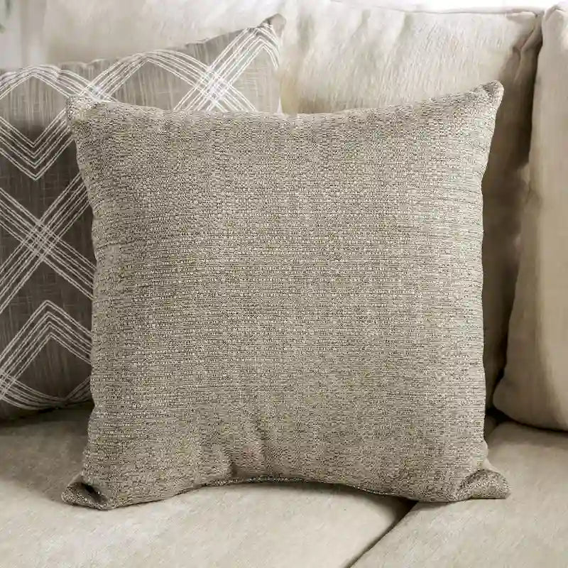 Breward traditioneel 2-delig bankstel met beige chenillebekleding en kussens van Furniture of America