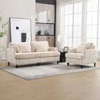 HOMEFUN Chenille Upholstered Wood Frame Loveseat with Armchair for Living Room