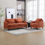 HOMEFUN Chenille Upholstered Wood Frame Loveseat with Armchair for Living Room