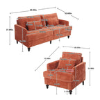 HOMEFUN Chenille Upholstered Wood Frame Loveseat with Armchair for Living Room