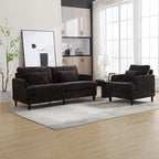 HOMEFUN Chenille Upholstered Wood Frame Loveseat with Armchair for Living Room