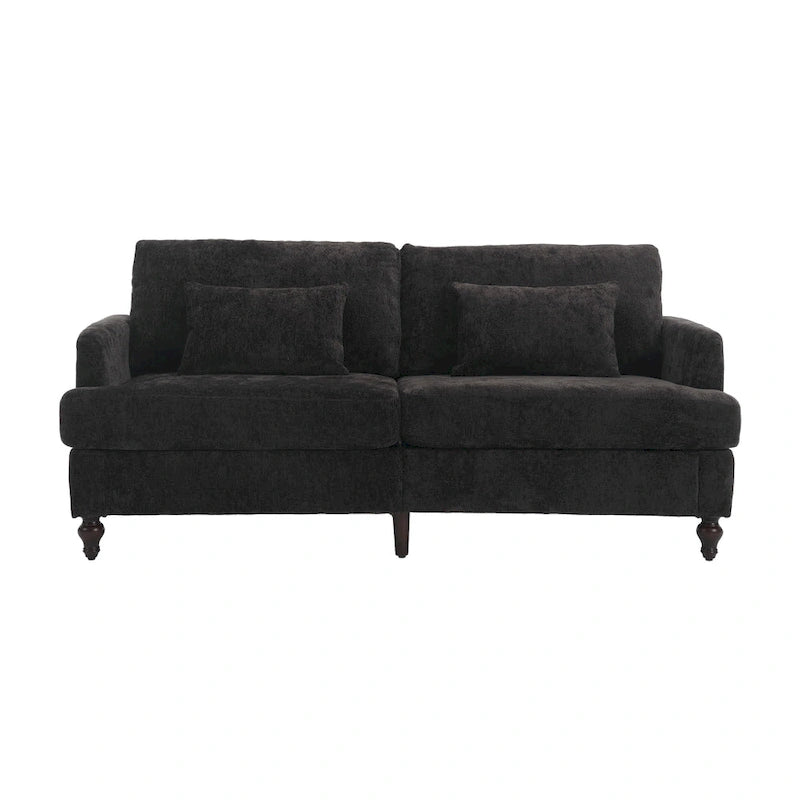 HOMEFUN Chenille Upholstered Wood Frame Loveseat with Armchair for Living Room