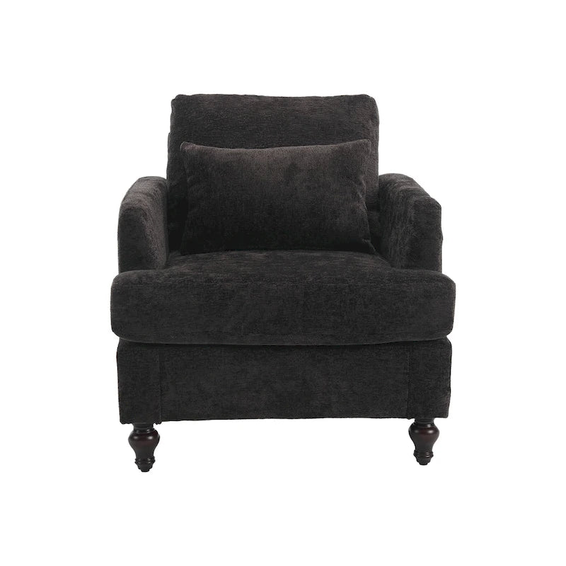 HOMEFUN Chenille Upholstered Wood Frame Loveseat with Armchair for Living Room