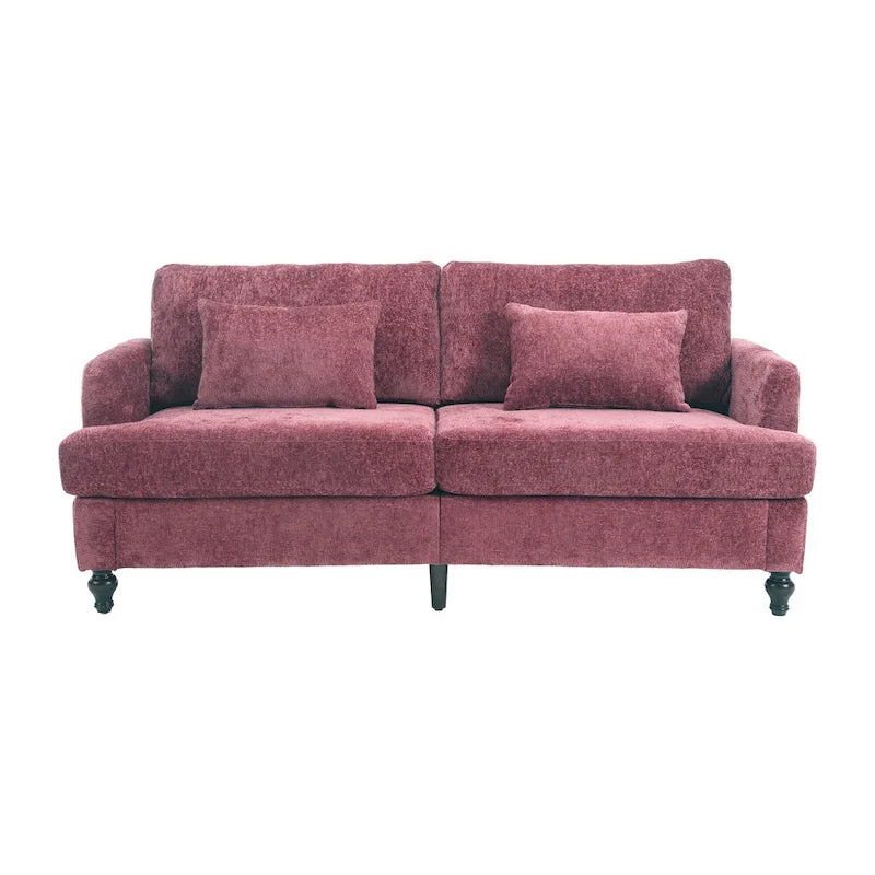 HOMEFUN Chenille Upholstered Wood Frame Loveseat with Armchair for Living Room