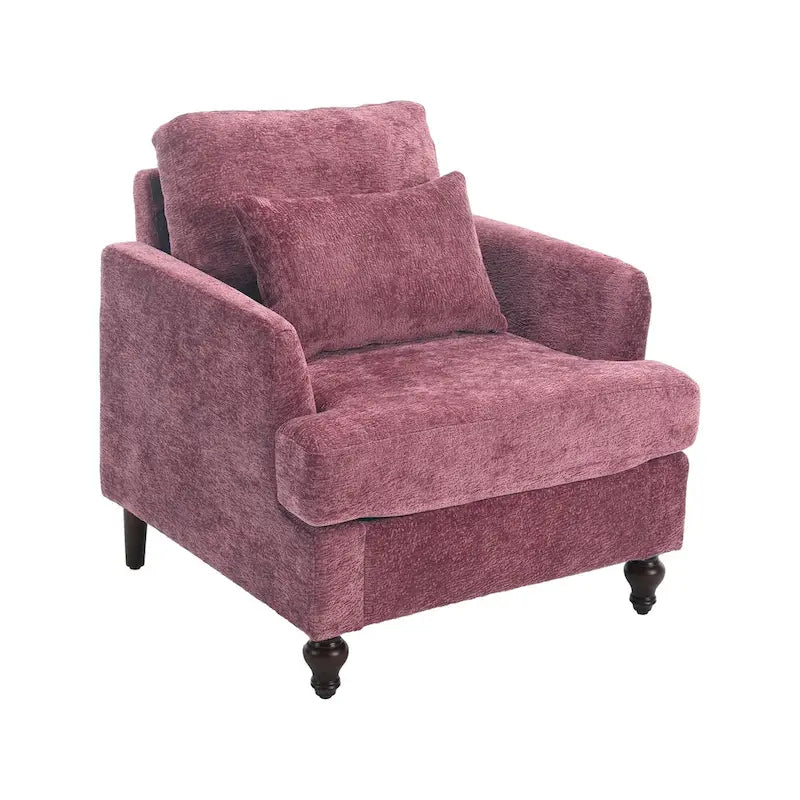 HOMEFUN Chenille Upholstered Wood Frame Loveseat with Armchair for Living Room