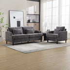 HOMEFUN Chenille Upholstered Wood Frame Loveseat with Armchair for Living Room