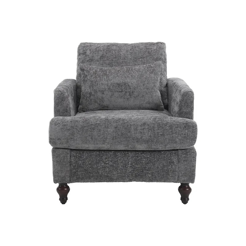 HOMEFUN Chenille Upholstered Wood Frame Loveseat with Armchair for Living Room