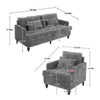HOMEFUN Chenille Upholstered Wood Frame Loveseat with Armchair for Living Room