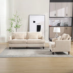 HOMEFUN Chenille Upholstered Wood Frame Loveseat with Armchair for Living Room