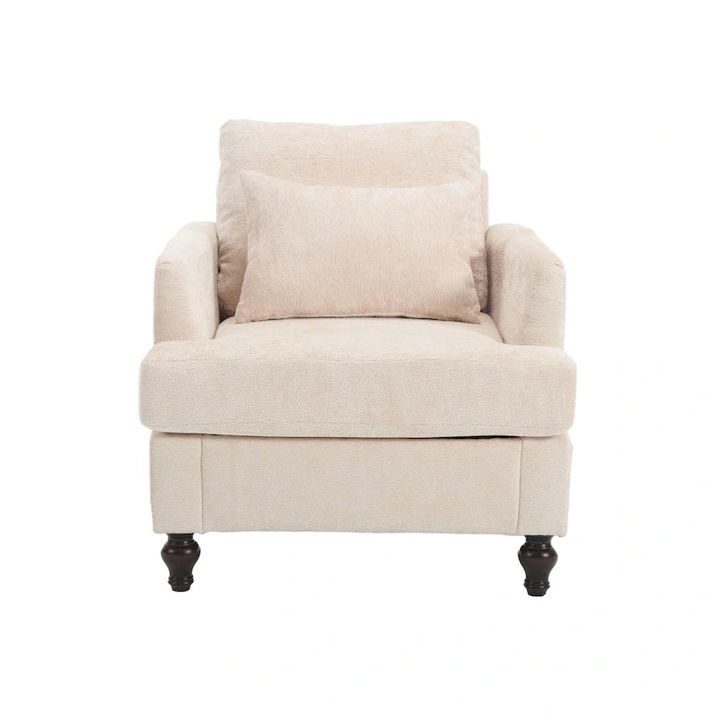 HOMEFUN Chenille Upholstered Wood Frame Loveseat with Armchair for Living Room