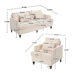 HOMEFUN Chenille Upholstered Wood Frame Loveseat with Armchair for Living Room