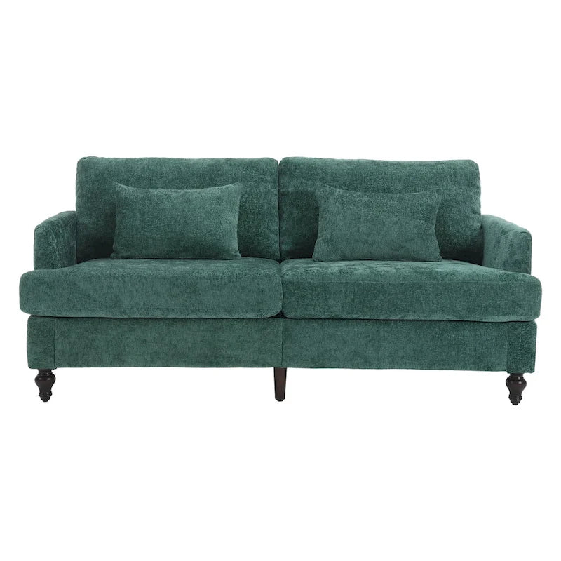 HOMEFUN Chenille Upholstered Wood Frame Loveseat with Armchair for Living Room